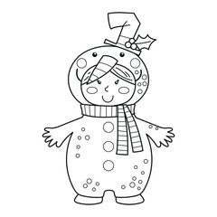 Girl dressed as a Snowman, Christmas clipart