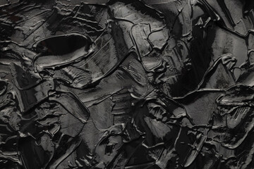 Art modern oil and acrylic smear painting blot wall. Abstract black color stain brushstroke texture background.