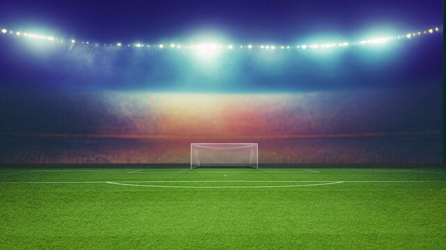 textured soccer game field - View of the soccer goal from midfield.