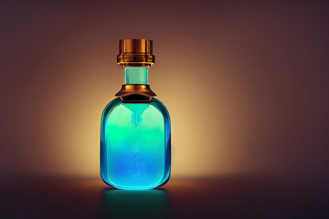 Magical potion with blue liquid 
