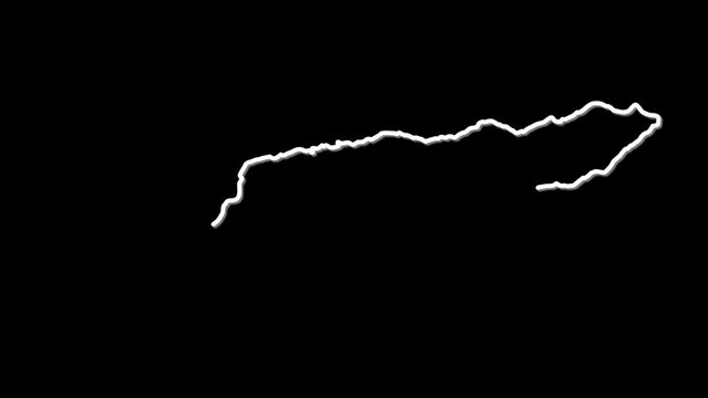 East Timor map, country territory outline self drawing animation. Line art.