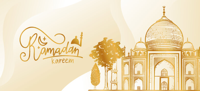 Ramadan Kareem Banner Poster Traditional Islamic Holiday Postcard Design Website Pages Vector Illustration