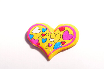 colorful  yellow hart  with sparkling on a white background