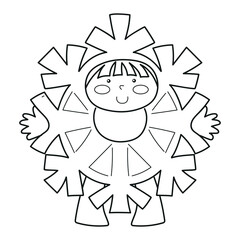 Boy dressed as a Snowflake, Christmas clipart