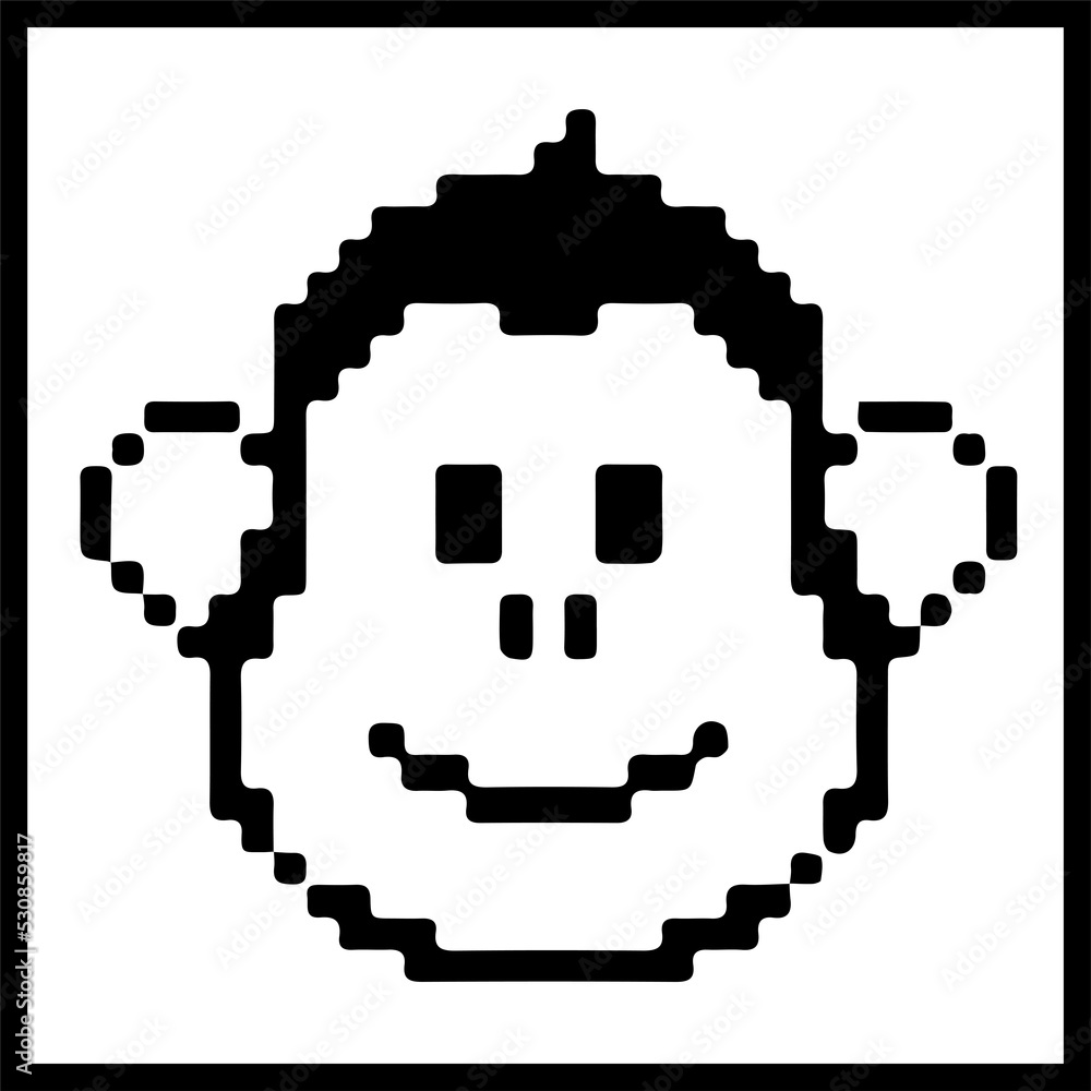 Poster isolated icon of a digital artwork showing a monkey. concept of nft and crypto.