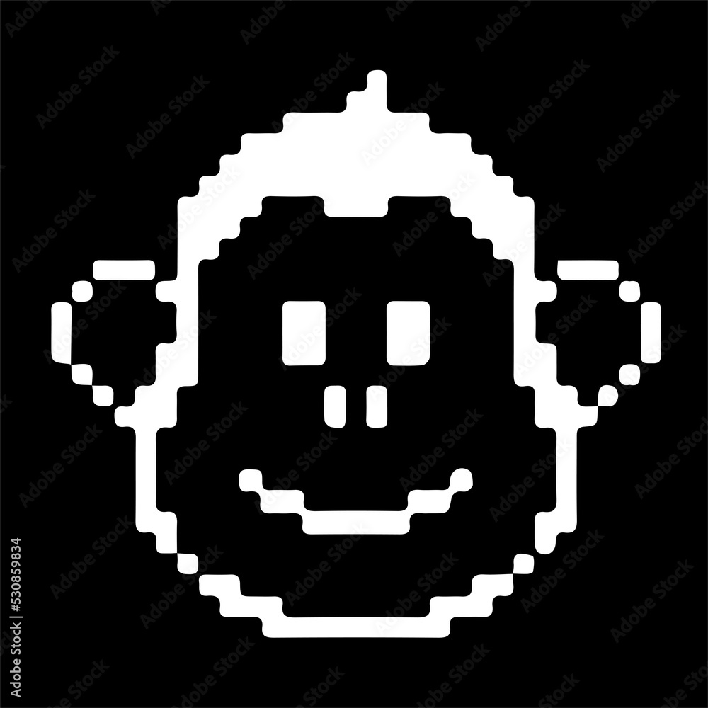 Poster isolated icon of a digital artwork showing a monkey. concept of nft and crypto.