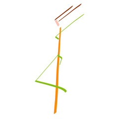 abstract creative image of vigorously moving woman, colorful logo on white background