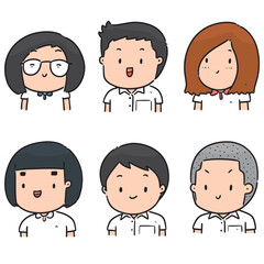 vector set of student face