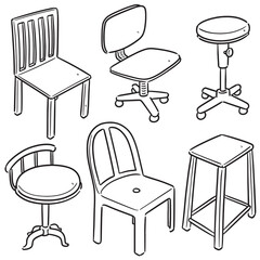 vector set of chair cartoon