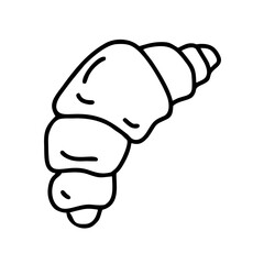 Croissant. Outline drawing isolated on white. Sketch.

