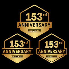 153 years anniversary celebration logotype. 153rd anniversary logo collection. Set of anniversary design template. Vector and illustration.