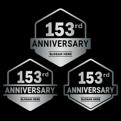 153 years anniversary celebration logotype. 153rd anniversary logo collection. Set of anniversary design template. Vector and illustration.