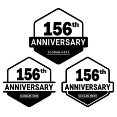 156 years anniversary celebration logotype. 156th anniversary logo collection. Set of anniversary design template. Vector and illustration.