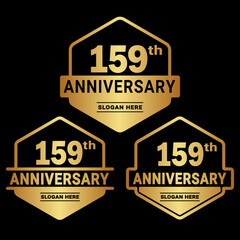 159 years anniversary celebration logotype. 159th anniversary logo collection. Set of anniversary design template. Vector and illustration.