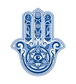 Hamsa hand, Arabic, lucky charm, protection symbol, all seeing eye, isolated
