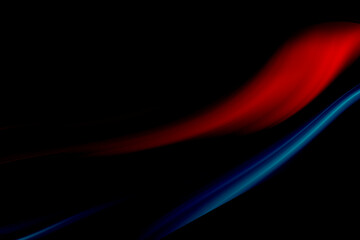 Red and blue glowing waves on a black background. Futuristic abstract background for use in web themes.