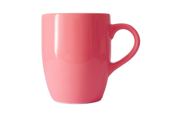 Shiny ceramic pink color mug or cup for tea, coffee, hot beverage or water. Isolated background, selective focus.	