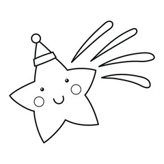 Cute Christmas star with a Santa's Hat, Christmas clipart