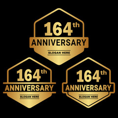 164 years anniversary celebration logotype. 164th anniversary logo collection. Set of anniversary design template. Vector and illustration.