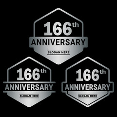 166 years anniversary celebration logotype. 166th anniversary logo collection. Set of anniversary design template. Vector and illustration.