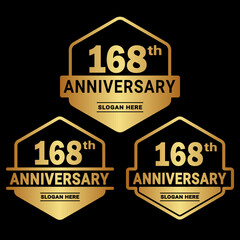 168 years anniversary celebration logotype. 168th anniversary logo collection. Set of anniversary design template. Vector and illustration.