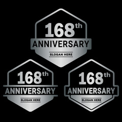 168 years anniversary celebration logotype. 168th anniversary logo collection. Set of anniversary design template. Vector and illustration.