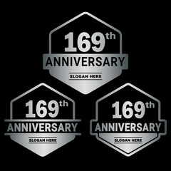 169 years anniversary celebration logotype. 169th anniversary logo collection. Set of anniversary design template. Vector and illustration.