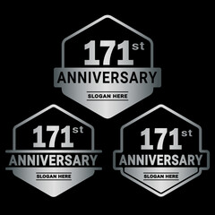 171 years anniversary celebration logotype. 171st anniversary logo collection. Set of anniversary design template. Vector and illustration.