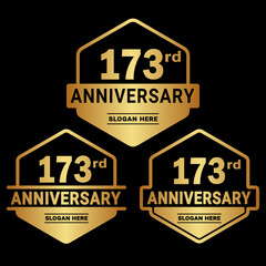 173 years anniversary celebration logotype. 173rd anniversary logo collection. Set of anniversary design template. Vector and illustration.
