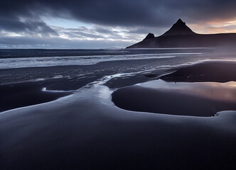 Fototapeta na wymiar black sand beaches of Iceland