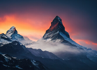 mountain horizon with high peaks