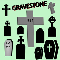 Halloween-Graveyard Markers - obrazy, fototapety, plakaty