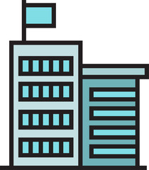 office tower, building icon illustration
