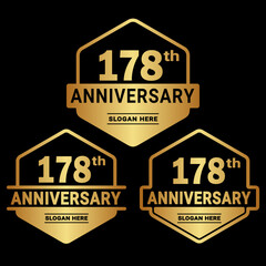 178 years anniversary celebration logotype. 178th anniversary logo collection. Set of anniversary design template. Vector and illustration.