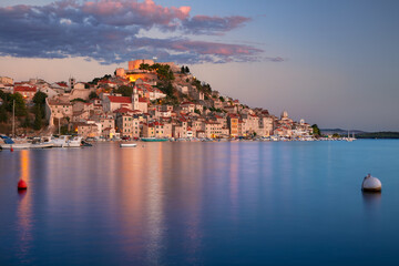 Sibenik, Croatia. Cityscape image of beautiful coastal Sibenik,  Dalmatia, Croatia at summer sunset.