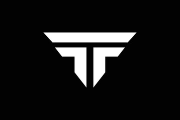 TFF ,FTF triangle logo design, FF, FT, TF, creative logo with black background