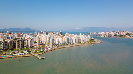 Naklejka na ściany i meble Panoramic drone view of the seaside of Florianopolis, capital of Santa Catarina