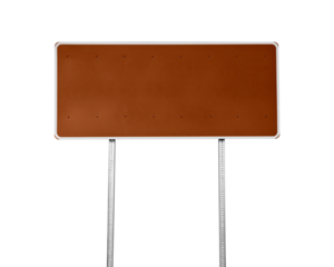 Blank brown highway sign isolated.