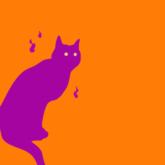 Purple Cat, Halloween holiday print