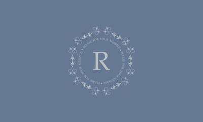 Vintage modern monogram with the letter R in the center of a round shape. Business sign, identity for restaurant, royalty, boutique, cafe, hotel, heraldic, fashion and others.