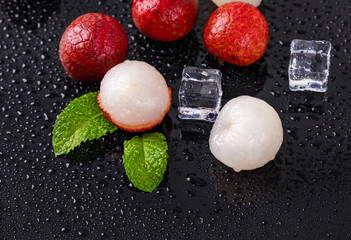 Fresh fruit peeled lychee shot