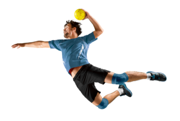 Handball player players in action. Isolated 