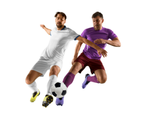 Two football player man in action