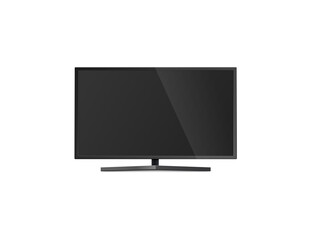 Flat blank black screen of lcd TV realistic mockup vector illustration isolated.