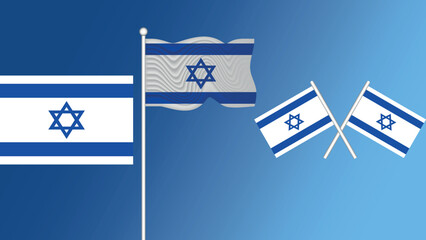 Waving flag of State of Israel on the transparency blue background vector and illustration