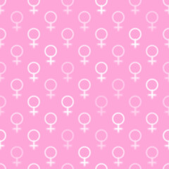 Pink pattern with neon female symbols
