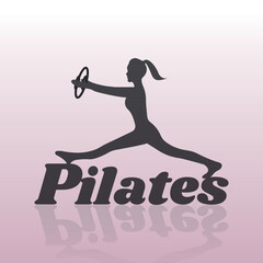 Female silhouette logo design for pilates, business card templates, vector