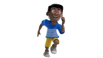Isolated 3d illustration of happy child playing for children's day composition