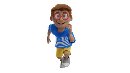 Isolated 3d illustration of happy child playing for children's day composition