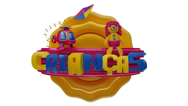 Isolated 3d stamp for children's day in portuguese brazil